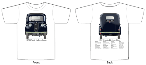Austin Big Seven 4 door 1937-38 T-shirt Front & Back
